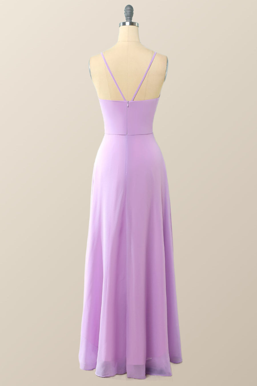 Lavender Blouson Bodice Chiffon Long Dress