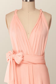 Pink Convertible Long Bridesmaid Dress