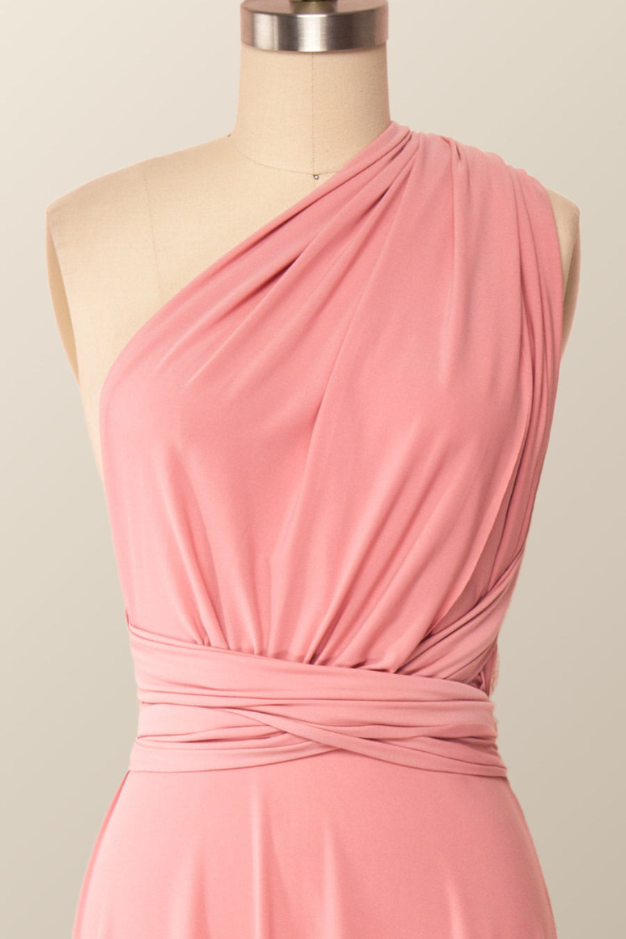 Rose Pink Convertible Long Party Dress