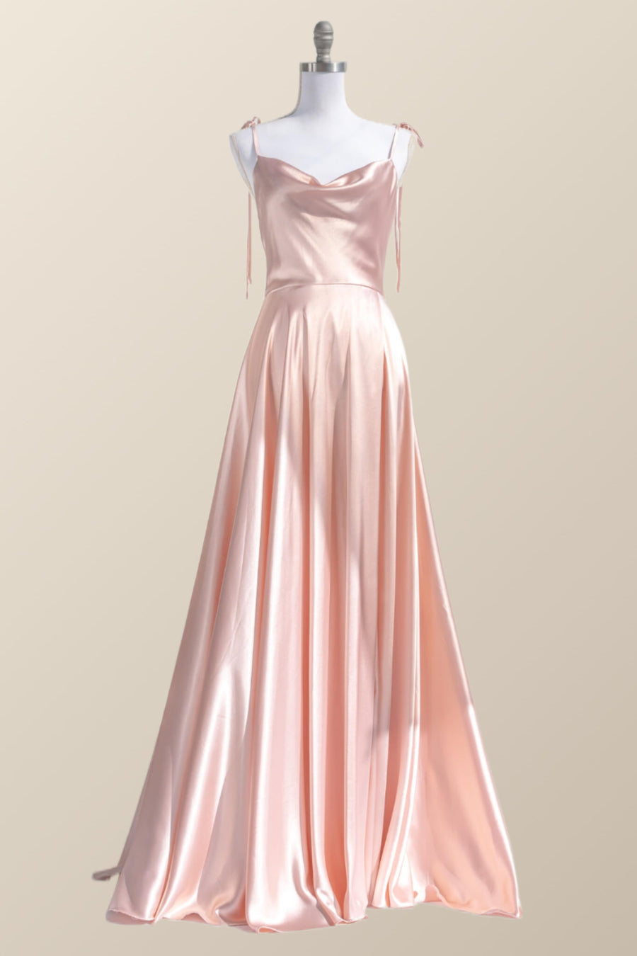 Simply Straps Pink Silk Long Party Dress