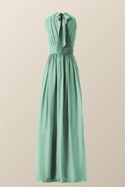High Neck Mint Green Chiffon A-line Bridesmaid Dress