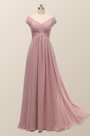 Elegant Blush Pink Chiffon Long Bridesmaid Dress