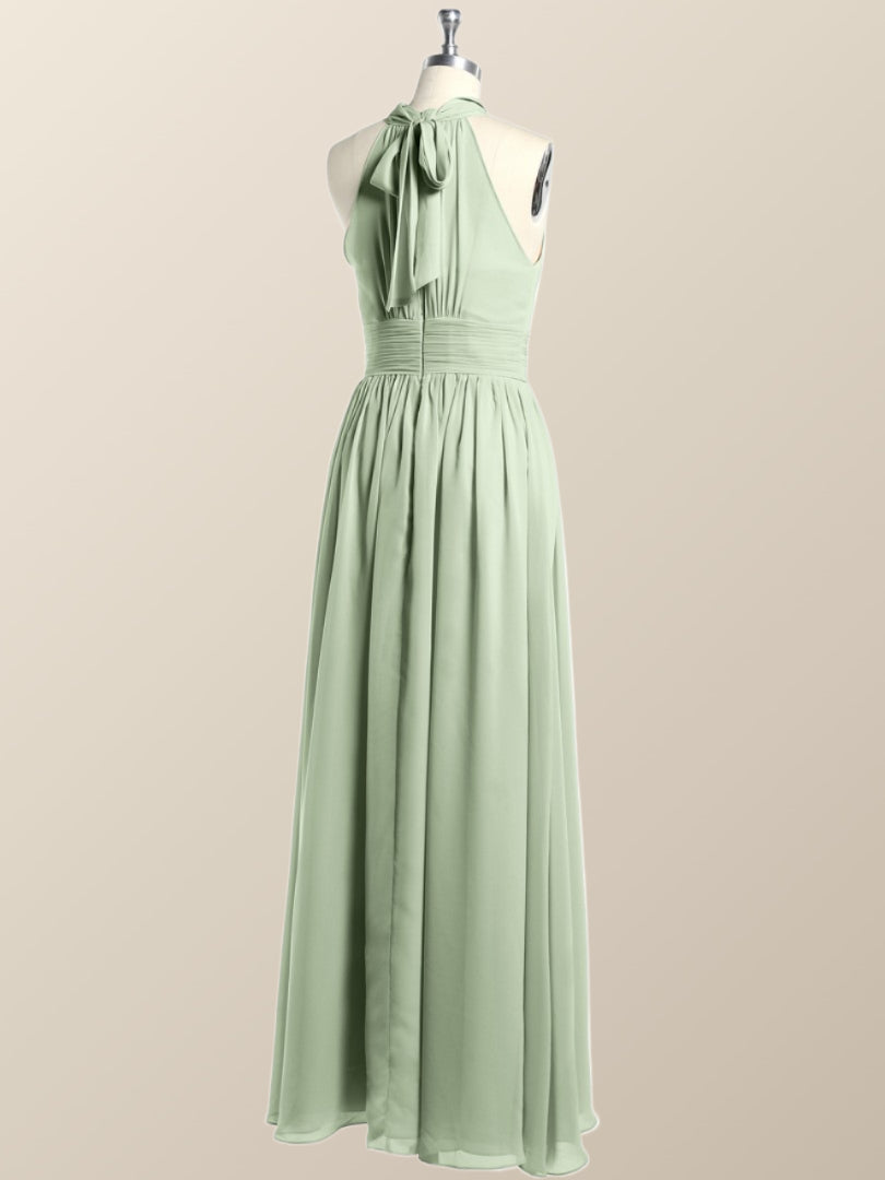 High Neck Mint Green Chiffon A-line Bridesmaid Dress Ohmollydress High Neck Mint Green Chiffon A-line Bridesmaid Dress Ohmollydress