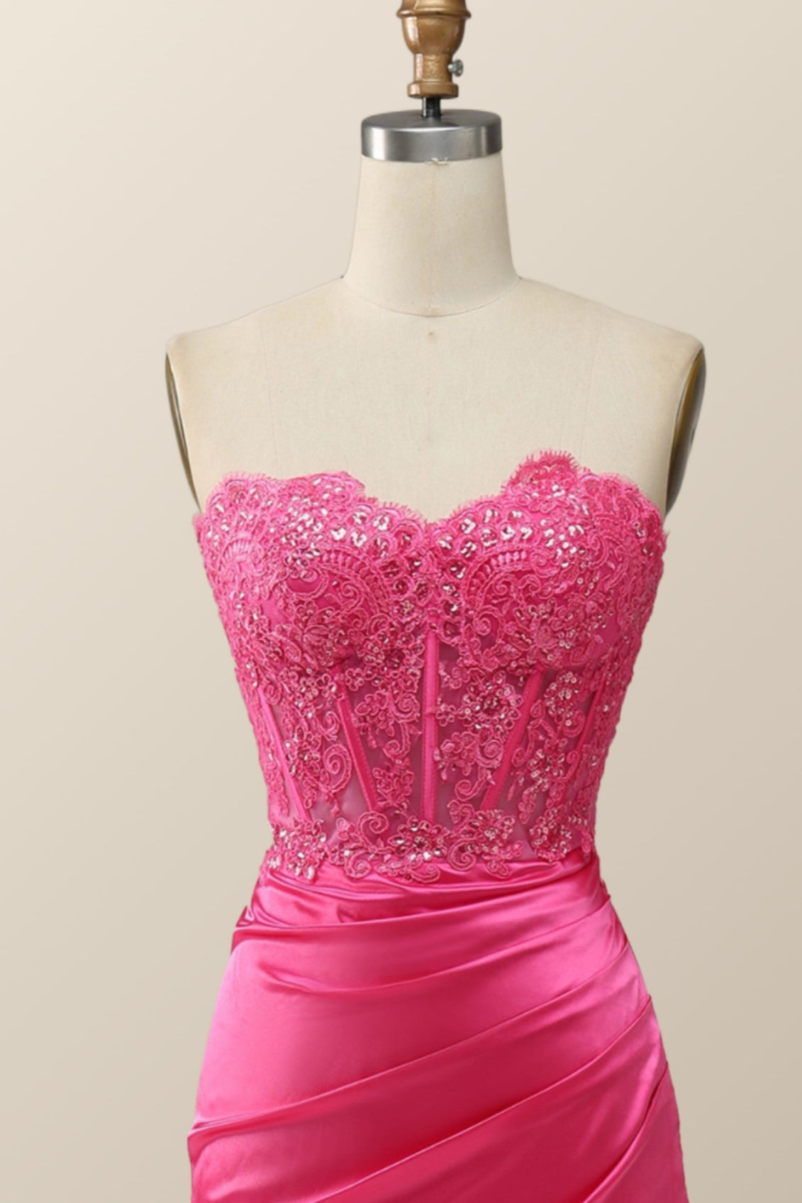 sexy pink sweetheart lace and satin long dress $ 158 . 00 $ 158 . 00 on ...
