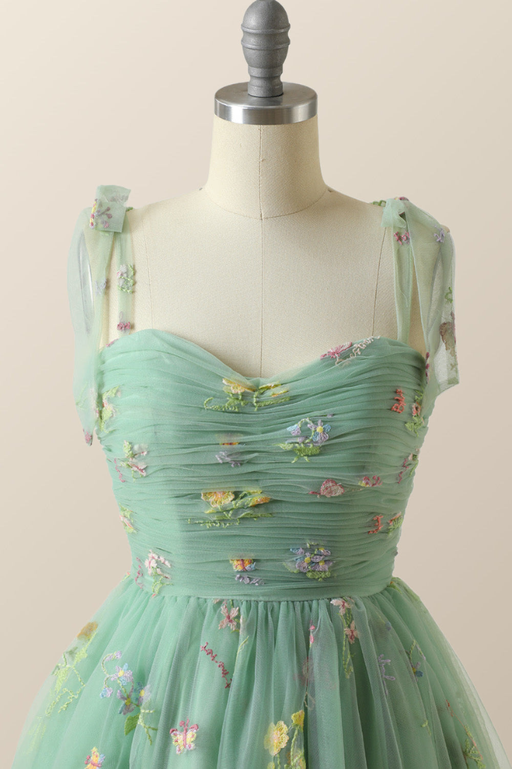Green Embroidered Short Dress