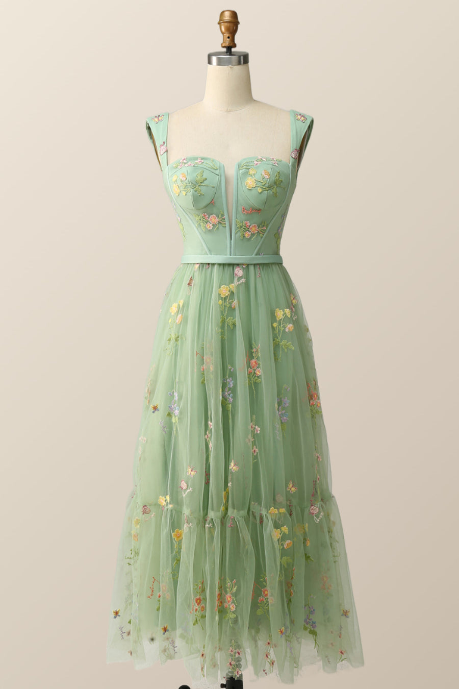 Green Embroidered A-line Midi Dress Ohmollydress Green Embroidered A-line Midi Dress Ohmollydress