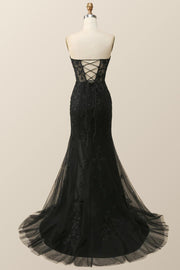 Sweetheart Black Lace Mermaid Long Prom Dress