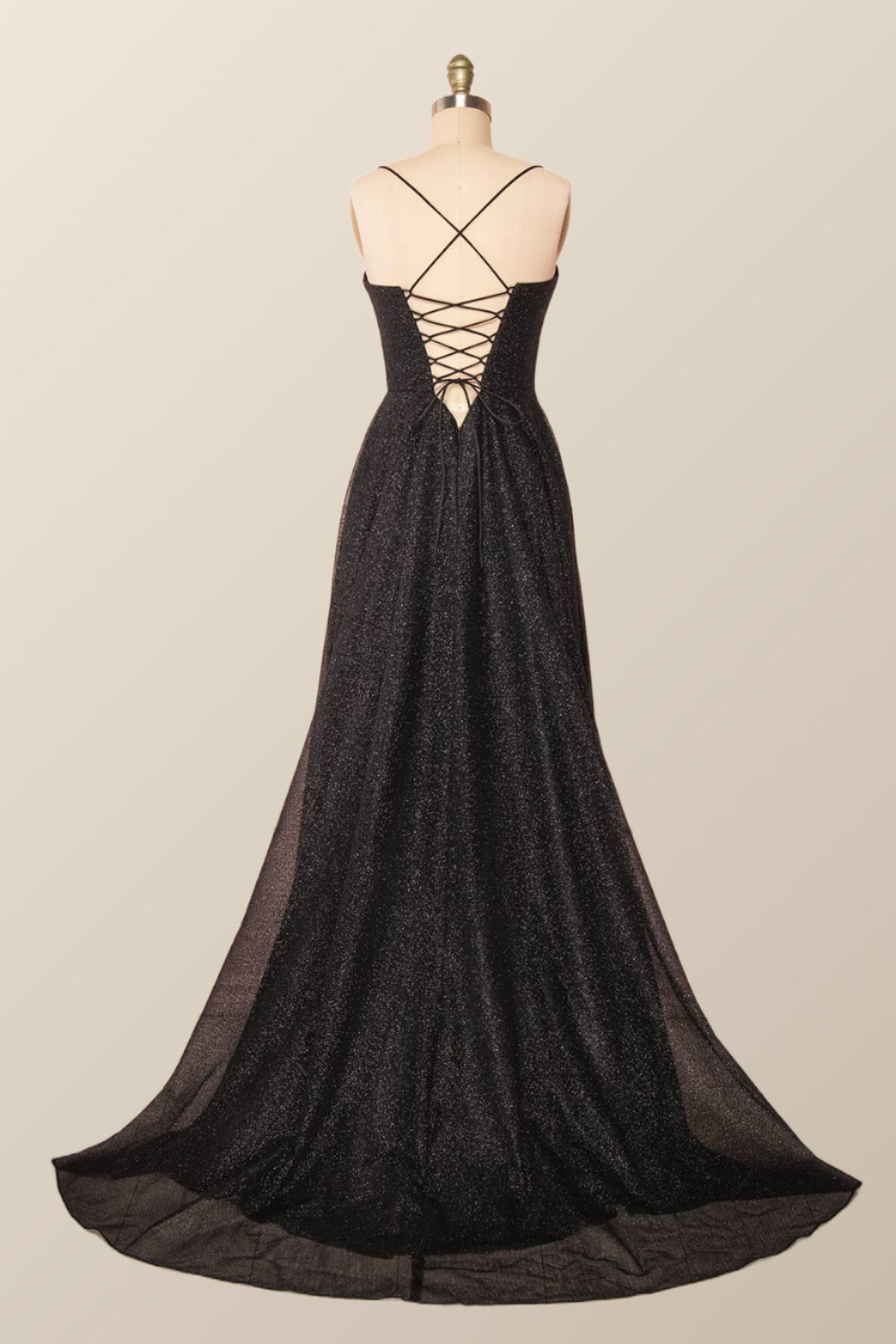 Cowl Neck Black A-line Long Formal Dress