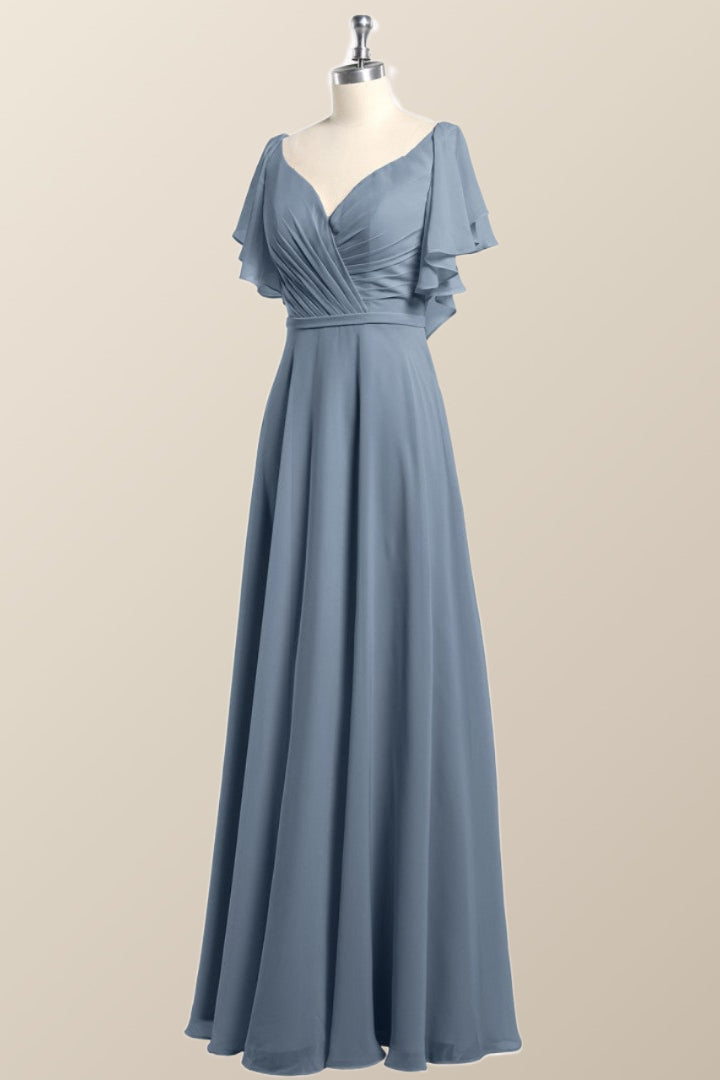Long sleeve dusty blue bridesmaid dresses 2025